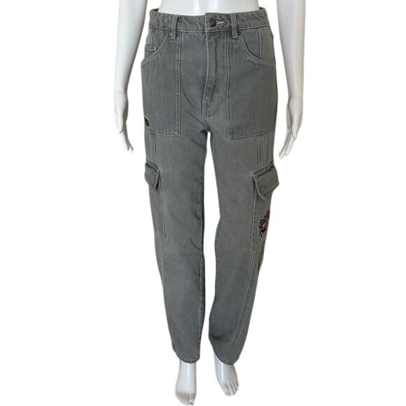 Empyre Denim - Empyre Tori Porkchop Pocket Grey Loose Fit Cotton Cargo Skate Denim Jeans Size 2